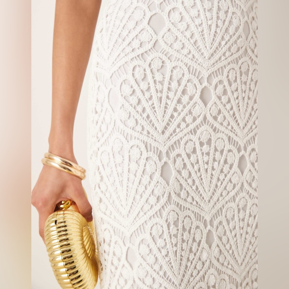 Bardot Andoni White Seashell Crochet Midi Dress, Size 4, $169 - Picture 7 of 14